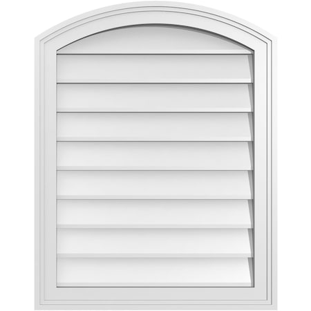 Arch Top Surface Mount PVC Gable Vent: Functional, W/ 2W X 1-1/2P Brickmould Frame, 22W X 28H